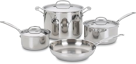 Amazon Com Cuisinart 77 7 Chef S Classic Stainless 7 Piece Cookware Set Silver Stainless Steel Cookware Kitchen Dining
