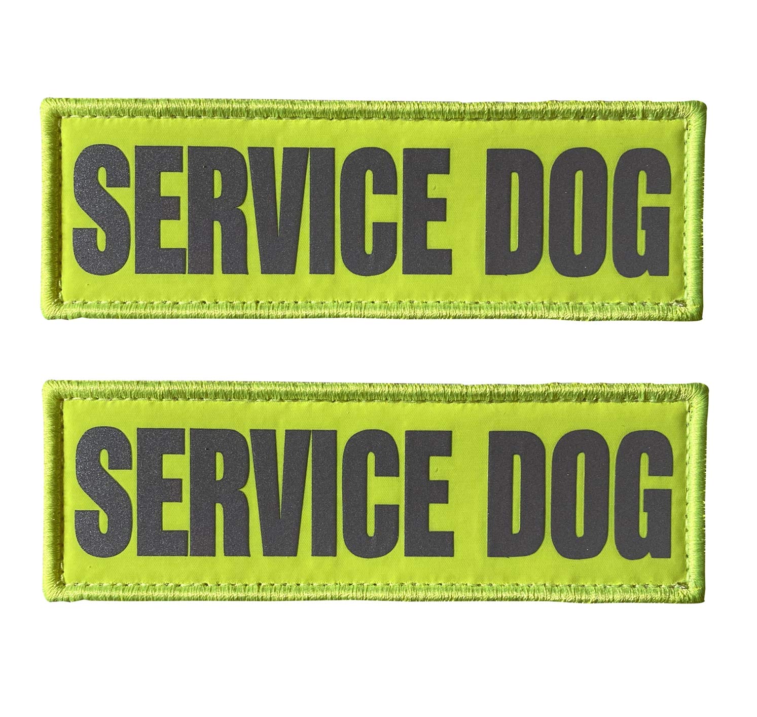 JUJUPUPS Reflective Dog Patches 2 Pack Service Dog,in Training,do not Pet Tags for Hook and Loop Patches Vests and Harnesses (Service Dog, 4x1 inch)