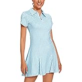LURANEE Athletic Dress for Women Petal Short Sleeve Tennis Dresses with Shorts and Pockets Flowy Golf Outfits