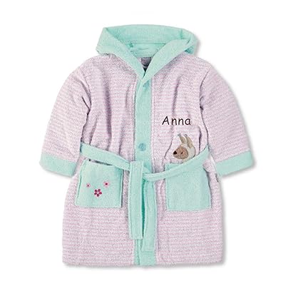 LALALO Sterntaler Bademantel Bestickt mit Namen für Baby & Kinder, 100% Baumwolle, Kinderbademantel personalisiert mit Name
