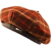 Women's Wool Blend French Plaid Beret with Leather Band – Fashion Berets for Women Tartan Winter Newsboy Cap