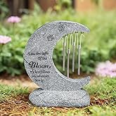 jinhuoba Moon Shaped Pet Memorial Stones for Dogs with Wind Chimes, Paw Prints Headstones Grave Stones for Loss of Pet Dog Memorial Gifts Sympathy Remembrance Gifts for Garden Backyard Patio or Lawn