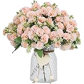 DuHouse Carnation Artificial Flowers,6 Bundles Small Bulk Fake Flower with Stems Silk Carnation Flowers for Spring Decoration Wedding Home Table Centerpieces Decorations(Champagne)