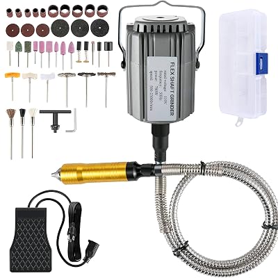 VEVOR Flex Shaft Grinder 780W Rotary Tool 500-23000RPM Rotary Carver with 1/4" 3-Jaw Chuck & Stepless Speed Foot Pedal Hanging Grinding Machine 131PCS Accessories for Jewelry Polishing Grinding DIY
