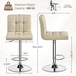 Yaheetech Bar Stools Set of 2, Adjustable PU