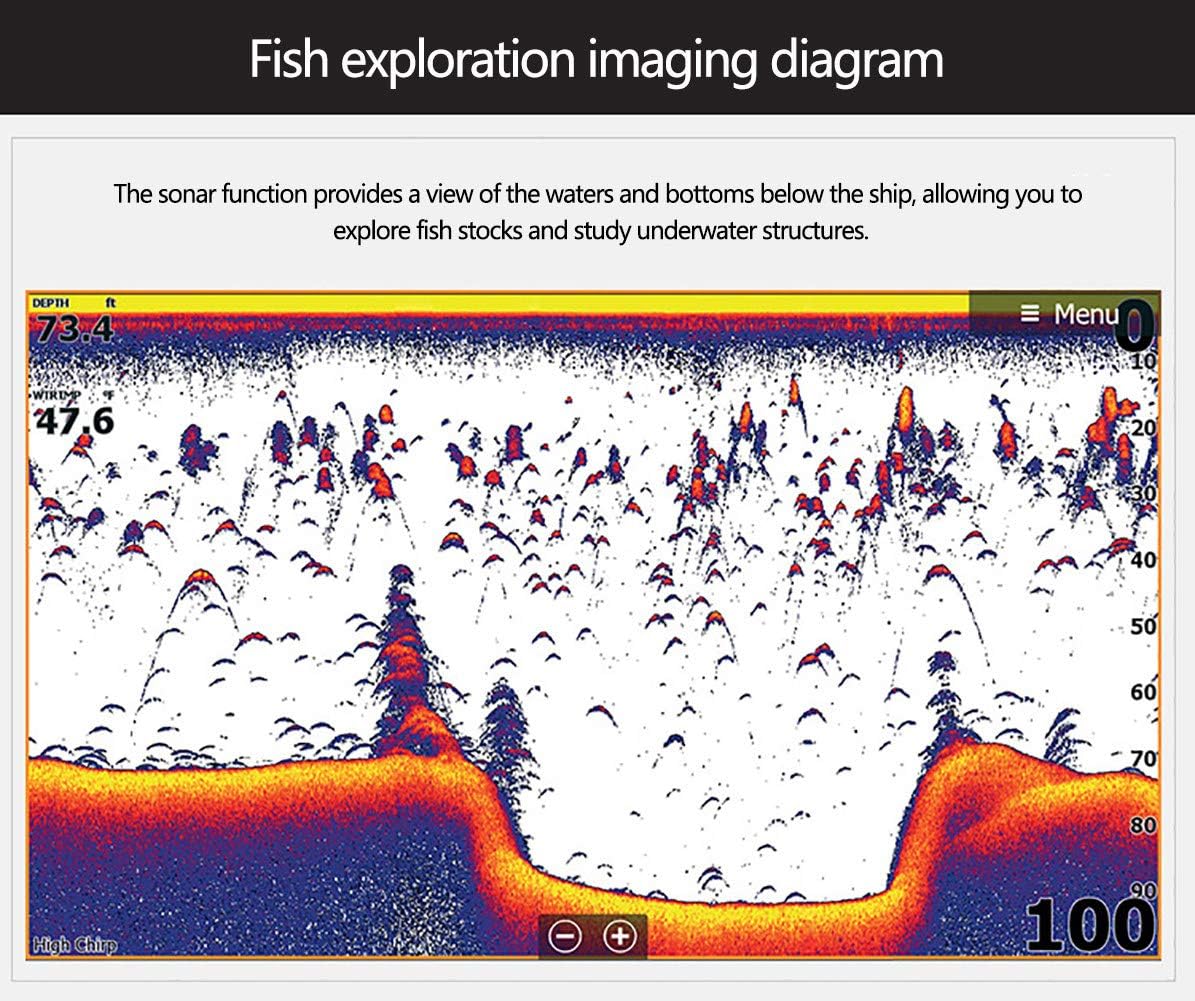 Amazon 魚探知機 視認性 Hd ソナー イカ 釣り探知機 9インチ 魚探知機 トリプルショットトランスデューサー 海洋ソナープローブ Amjfb 魚群探知機
