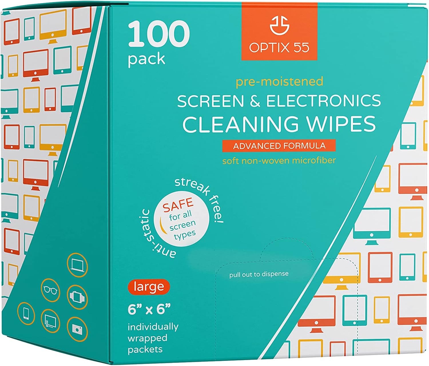 Screen & Electronic Cleaning Wipes, 100 Pre-Moistened Individual Wrapped (6