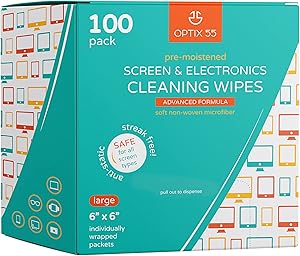 Screen & Electronic Cleaning Wipes, 100 Pre-Moistened Individual Wrapped (6