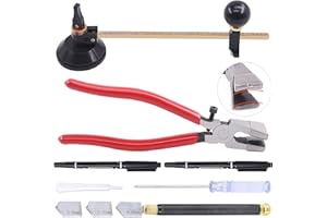 Tanstic 5Pcs 40cm/16inch Adjustable Circular Glass Cutter with Round Knob Handle and Suction Cup with Glass Running Plier and Glass Cutter for Glass Cutting