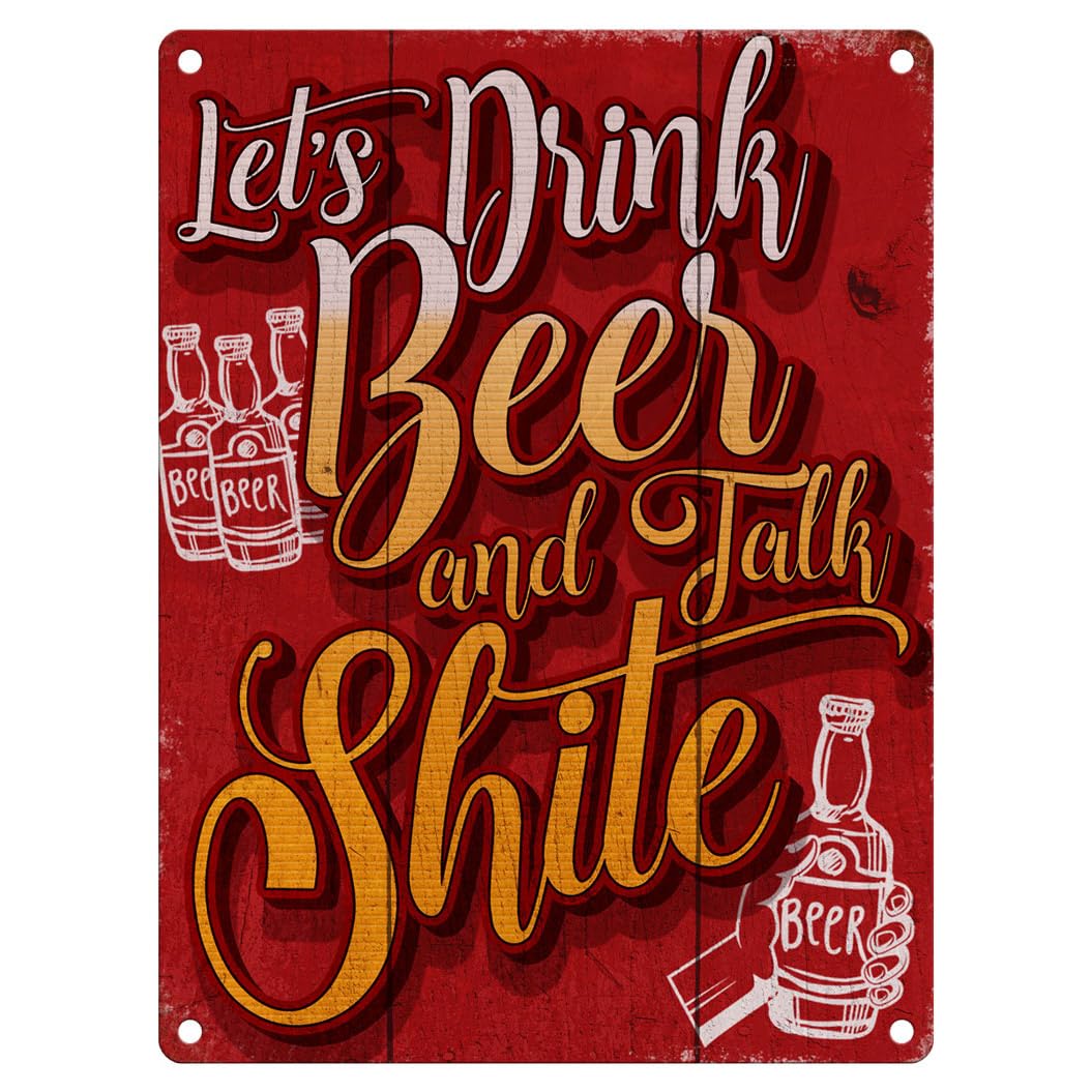 Small (15 x 20 cm) Metal Sign - Let's Drink Beer and Talk Shite