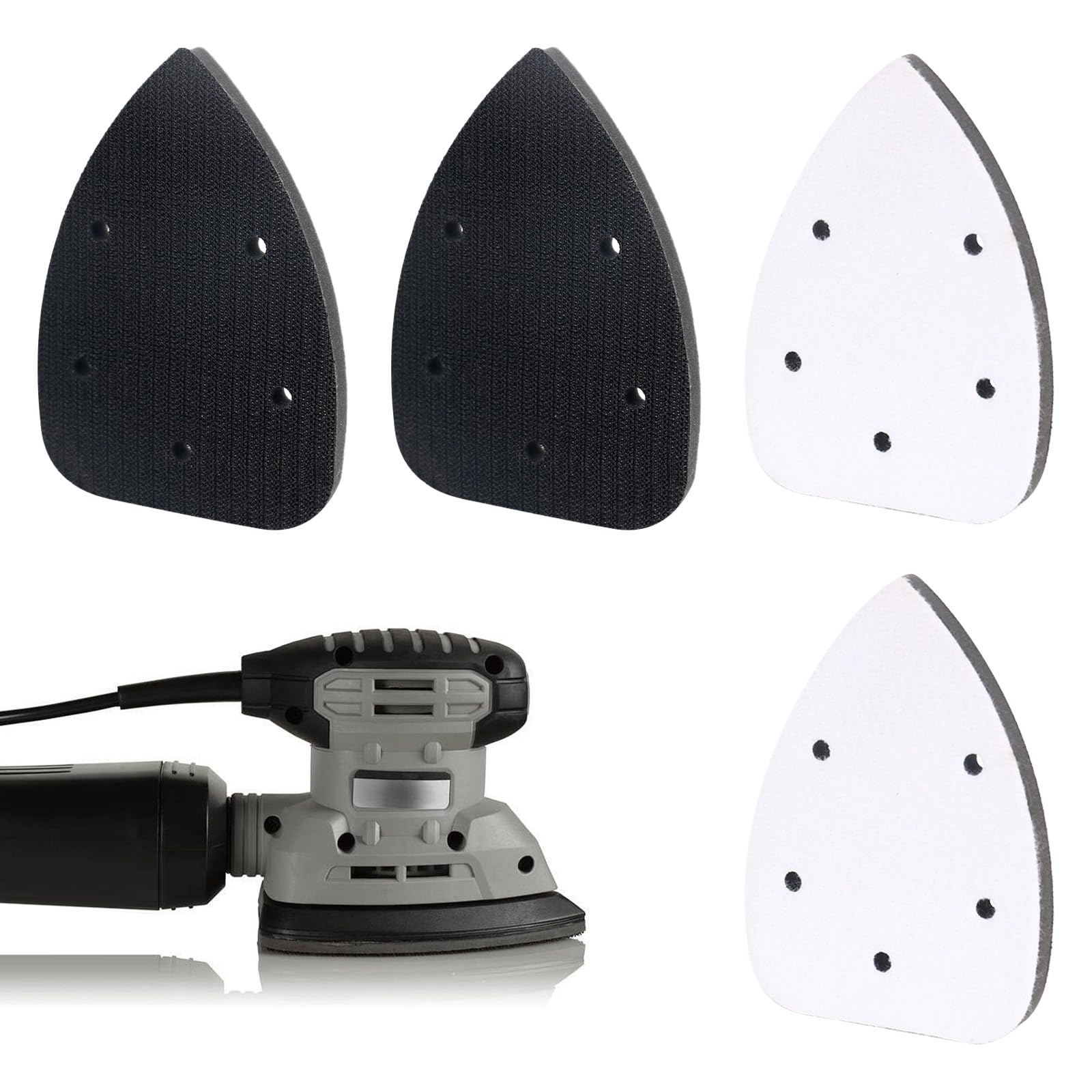 XCRPRT 5 Holes Sander Sandpaper Backing Pads, Sponge Sanding Pads Hook and Loop, Soft Interface Pad Triangle Sanding Pad Detail Interface Multitool Pad for Sander Accessories Replacement
