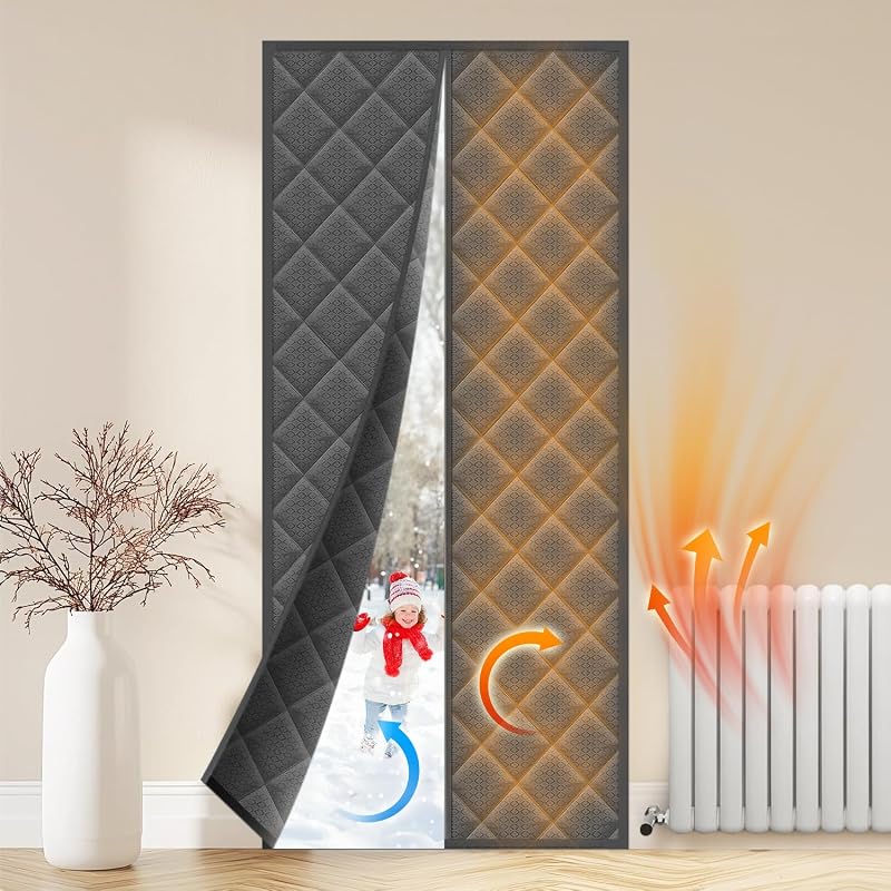 Pefitqap Magnetic Thermal Door Curtain 90x210cm Oxford Insulated Windproof