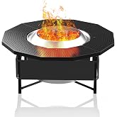 37.5" Large Solo Stove Surround with Stand, Steel Black | Freestanding Fire Pit Table Compatible with Solo Stove Bonfire &amp; Ranger, X-Brace Support, UV Fabric, Fit 19.5" Pit