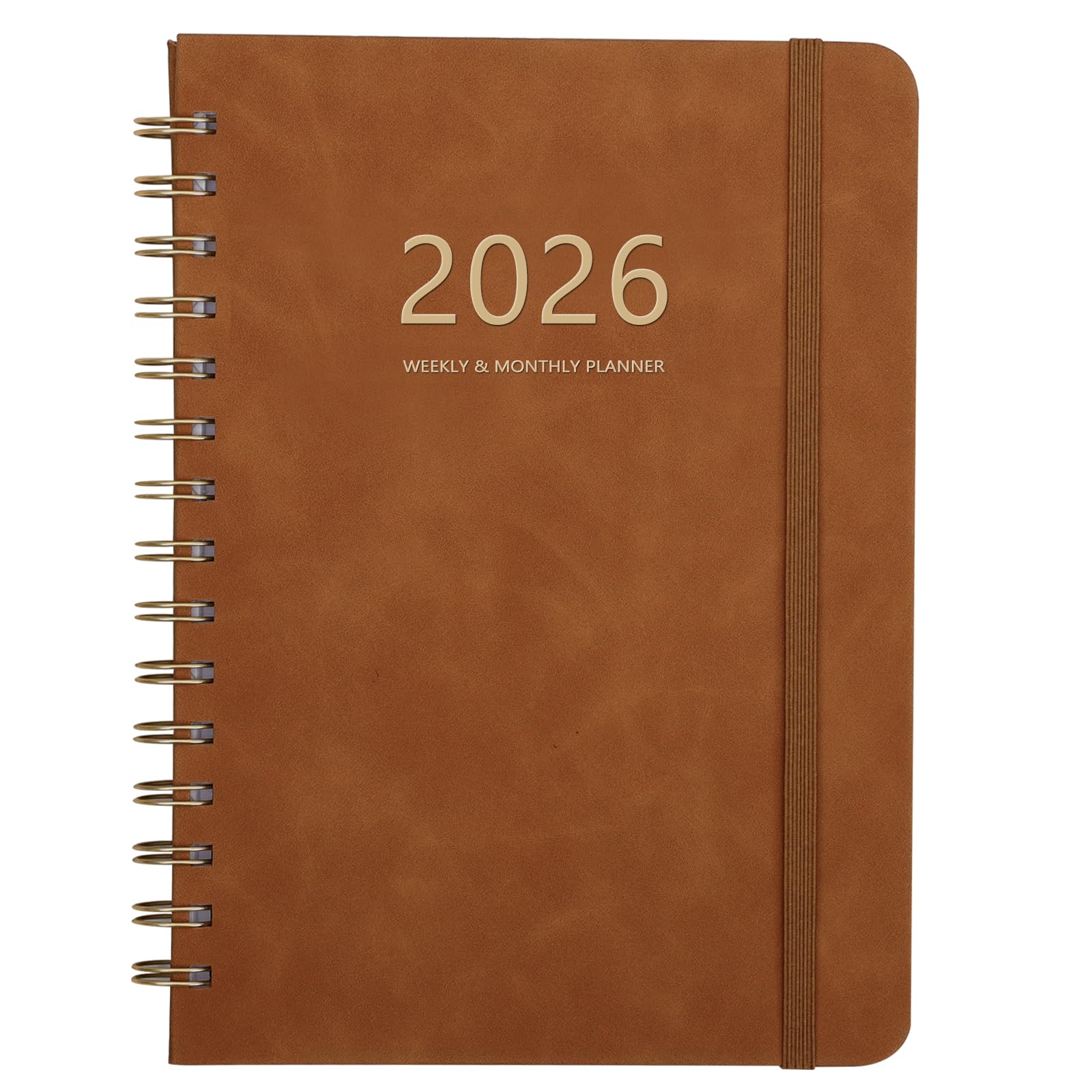 Academic Diary 2025-2026, A5 Diary 2025 2026 Week to View, July 2025 to June 2026, 2025-2026 Diary with Monthly Tabs, Back Pocket, Elastic Closure, Notes, 21.5 x 15.5cm, Faux Leather(Brown, A5) — image 1