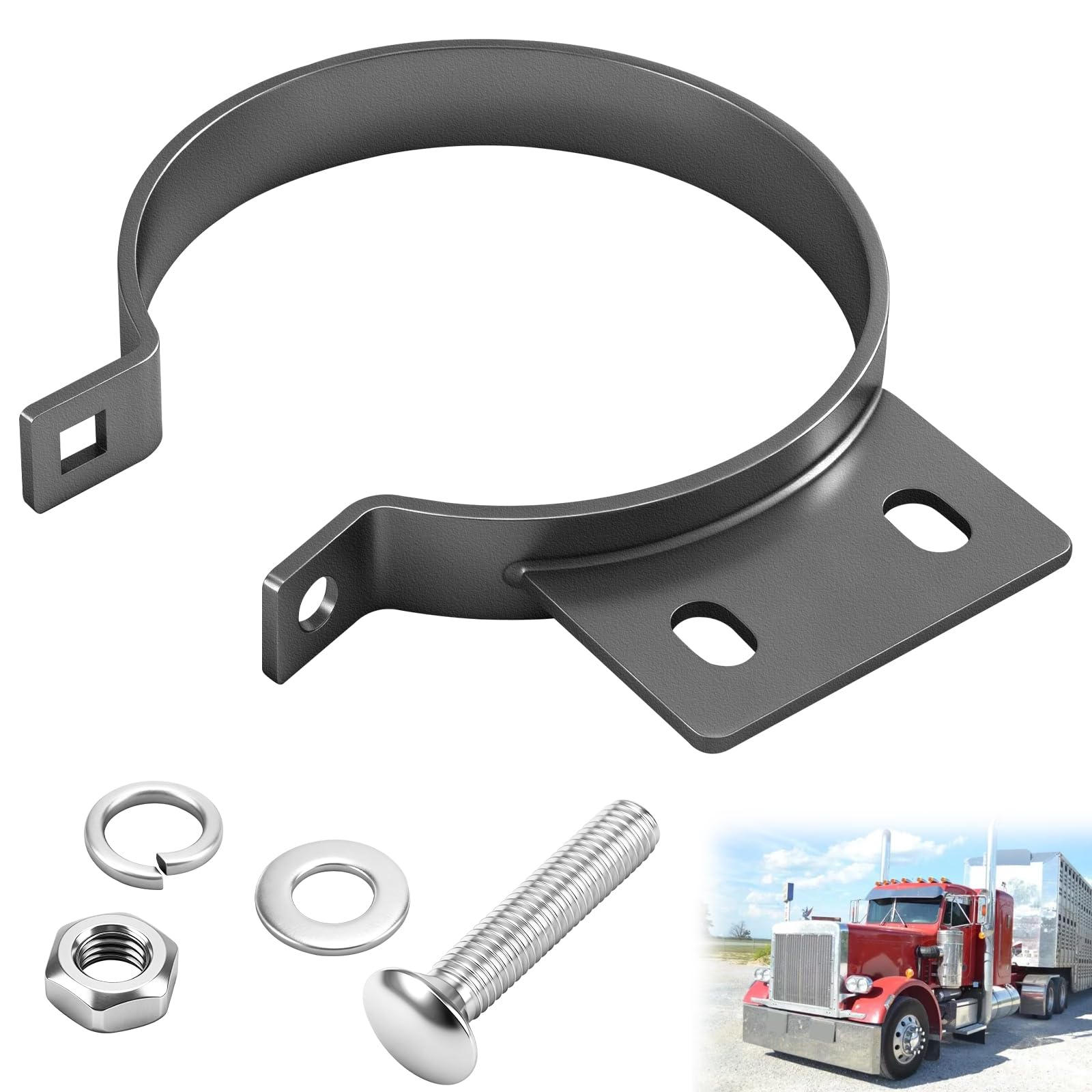 Photo 1 of 10294 5" Chorme Mount Bracket Clamp Compatible with Peterbilt Exhaust Stack 359 379 (1987-1993)