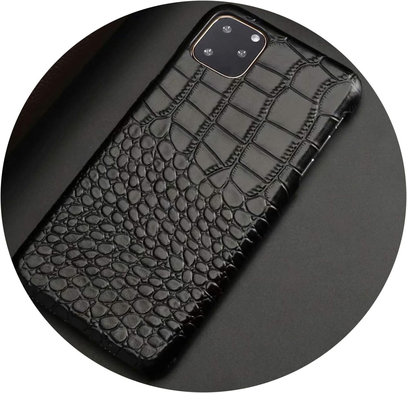 Luxury Genuine Leather Phone Case for iPhone 11 Pro Max Crocodile Grain Cow Hide Cover Fashion Plain Business,for iPhone 11,Black