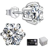 Moissanite Stud Earrings 0.3ct-1.0ct D Color VVS1 GRA 925 Sterling Silver Earrings 18K White Gold Plated Diamond Wedding Earrings for Women Men