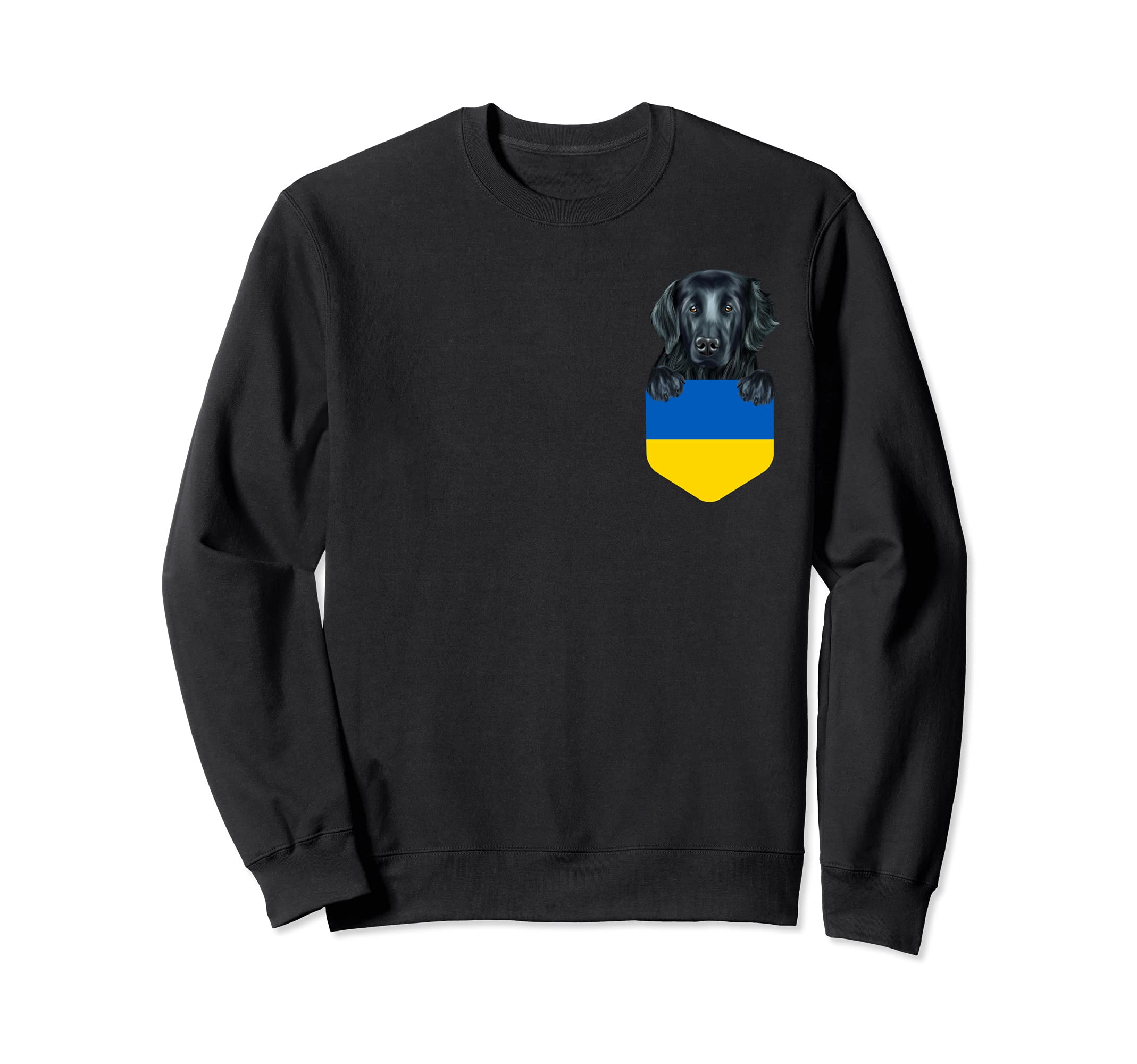 Ukraine Flag Flat-Coated Retriever Dog In Pocket Sweatshirt