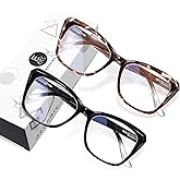 EASY READ 2 Pack Reading Glasses for Women,Cat Eye Blue Light Blocking Computer Readers with Spring Hinge(Magnification 1.00,Black/Tortoise)
