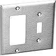 Leviton 84012-40 4-Gang Toggle Switch Wallplate - Stainless Steel, Standard Size, Device Mount