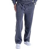 Mens Fleece Sweatpants Open Bottom Joggers Straight Leg Running Casual Loose Fit Athletic Pants with Pockets
