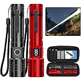 AdamStar Flashlights High Lumens Rechargeable Super Bright LED Flashlight with Dimmable, Zoomable Beam Tactical Flash Lights 