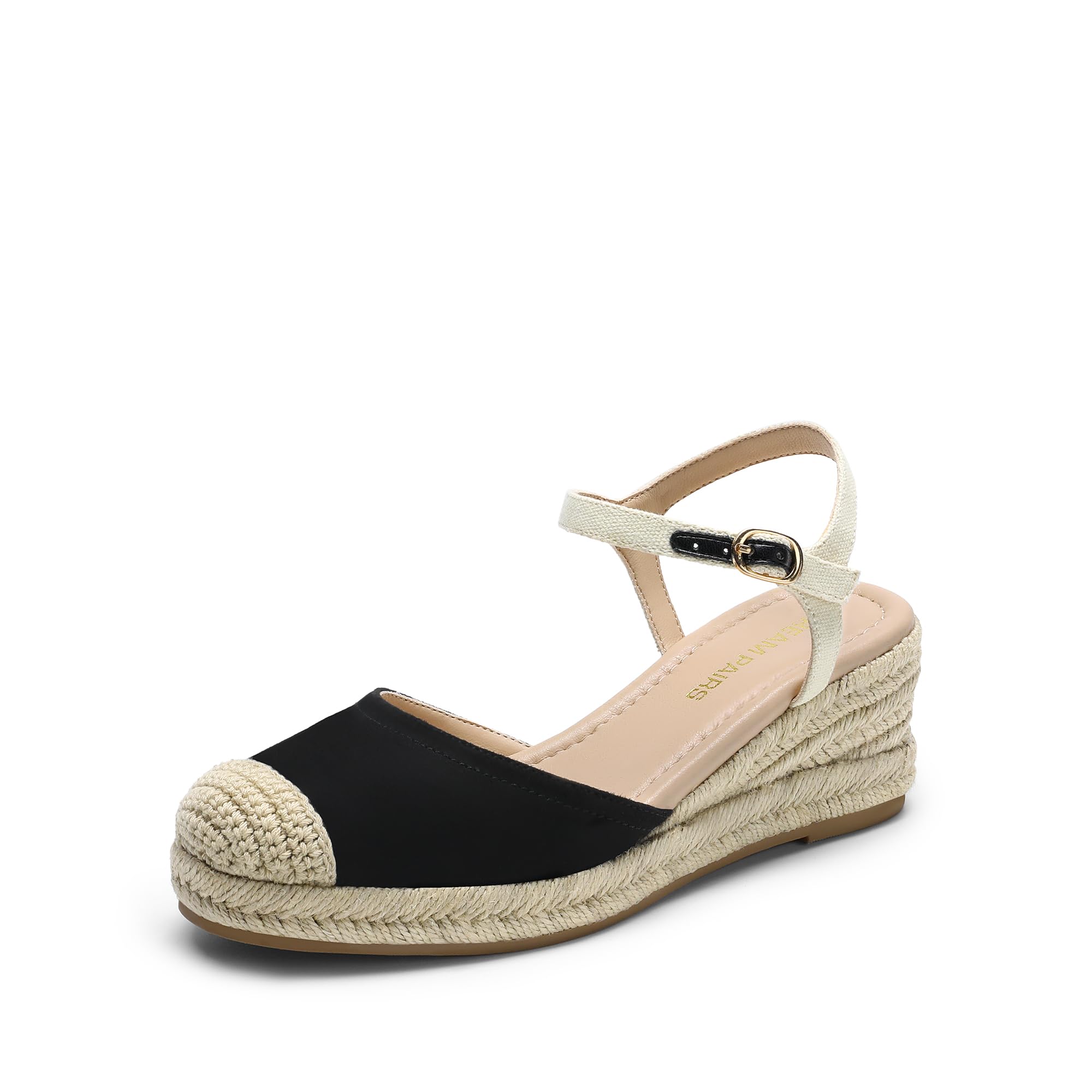 Photo 1 of DREAM PAIRS Women's Wedge Sandals, Closed Toe Espadrilles Platform Wedge Heels with Adjustable Ankle Straps and Comfortable Cushion Insoles,Size 8,Black,DWUMWS2518