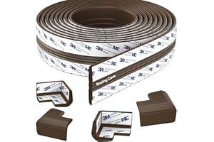 Roving Cove PreFit (Classic) Furniture Edge Corner Protector (Standard 15ft Edge 4 Corners), Baby Proofing Bumper Guards, Coffee Brown, Pre-Taped, for Straight Smooth Surfaces