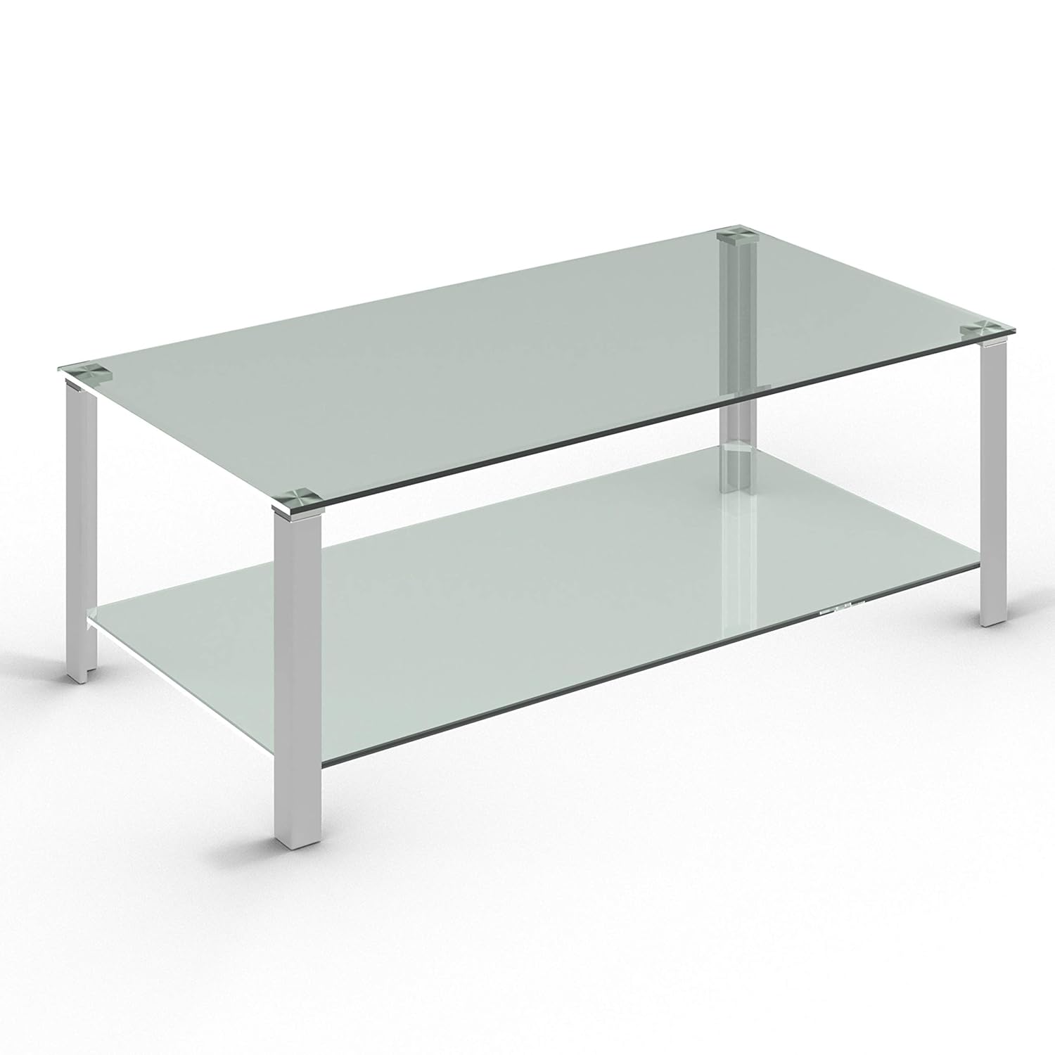 Best Rectangular Glass Coffee Table Shelf Chrome