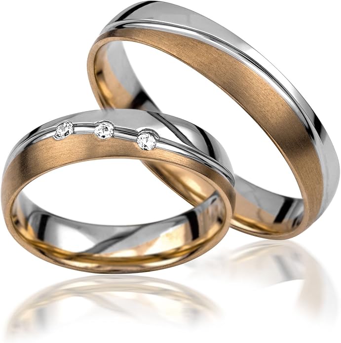 BiColour 585 Gold Wedding Rings with Engraving Amazon.co.uk Jewellery