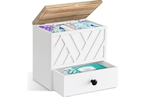 JORKOL Tampon Holder for Bathroom Decor, Feminine Product Organizer with Lid and Drawer, Shark Week Tampon Storage, Wood Pad and Tampon Organizer for Toilet Organizer, Bathroom Accessories Box for Girl Stuff