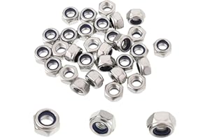 JUVIELICH 50pcs M6 Locknuts Metric Nylon Inserted Hex Lock Nuts Self-Lock Nylon Insert M6x1mm 304 Stainless Steel Self Locking 10mm Hex Nut Driver Nut for Patio Furniture M6 Bolts