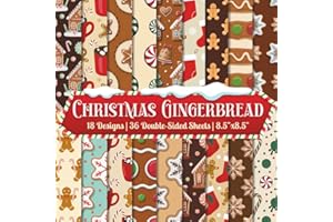 Christmas Gingerbread Scrapbook Paper Craft Pad: 18 X'mas Cookies Design, 36 Double-Side Sheets Printed on 8.5"x8.5" Size Pap