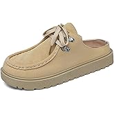 QIJOZXN Men's Faux Suede Clogs Comfort Moccasin Toe Slip On Flat Casual Mules Slippers Indoor Outdoor House Shoes Breathable Soft