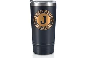 The Man The Myth The Legend Mug with Initials, Monogrammed Stainless Steel Travel Tumbler for Men, Funny Personalized Coffee 