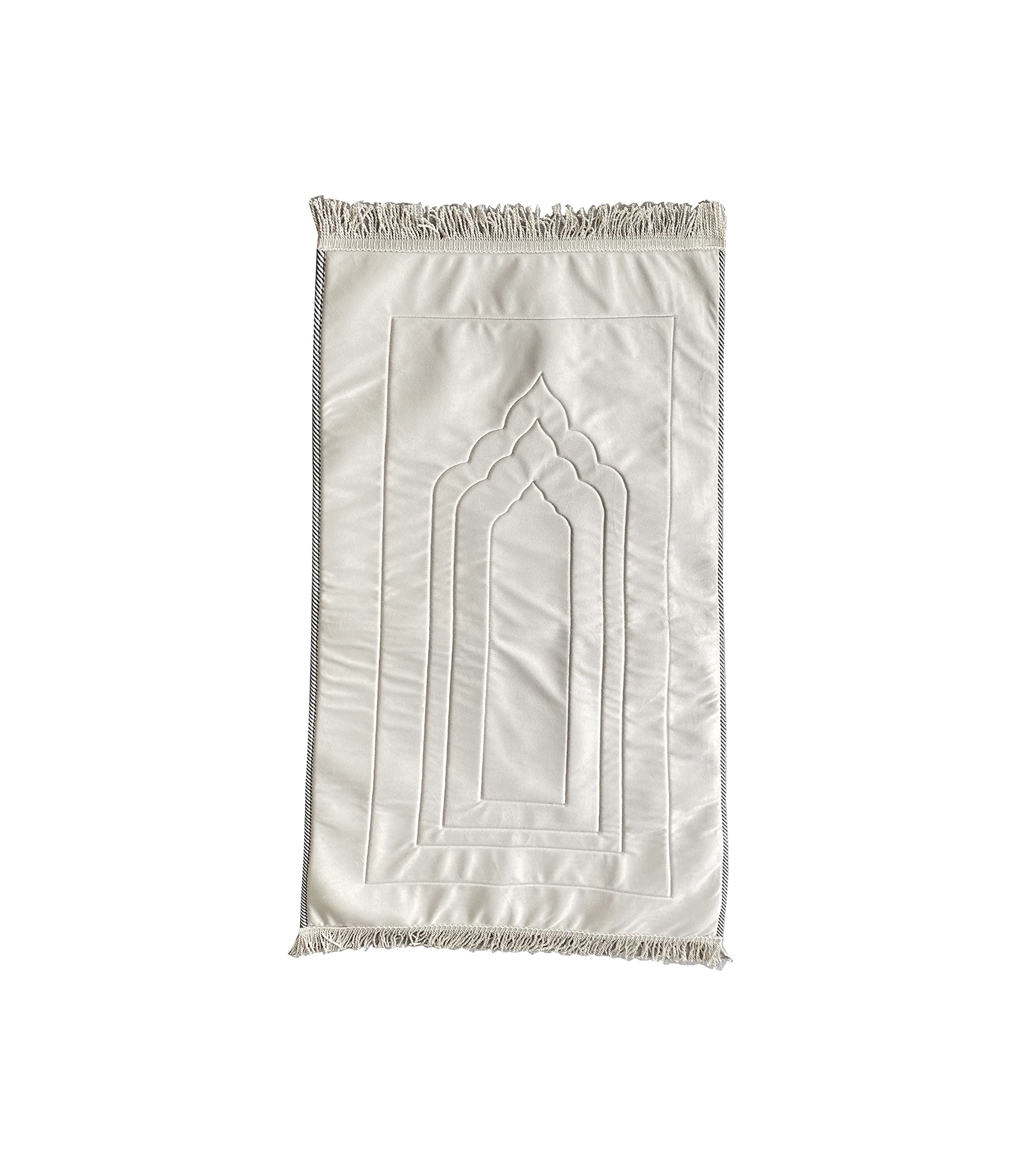 Cushion Padded Muslim Islamic Prayer Mat Namaz Rug (120cm x 80cm) Prayer Mat,Cushioned Thick Namaz Padded Rug (E-White)