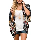CASURESS Women's Cardigan-Sheer Kimono Loose Summer Floral Print Cover Ups