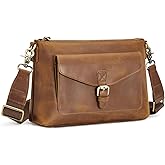 S-ZONE Genuine Leather Crossbody Bags for Women Trendy RFID Blocking Shoulder Bag Purse Handbag with Zipper Pocket