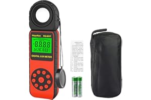WAPORICH Light Meter, Illuminance Meter RQ-881F to Measure Light, Max Value Display 3999(Ranges: 1-400,000Lux), 270º Rotated Sensor, Back Light, Data Storage-Orange