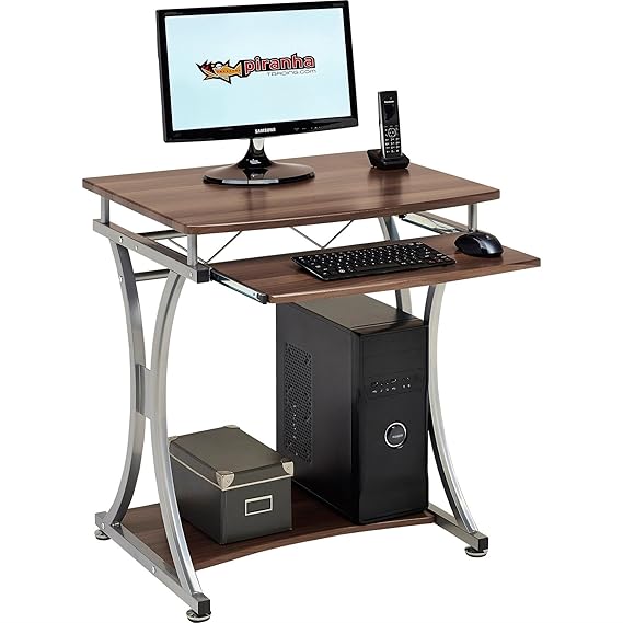 Kompakter Computer Laptop Schreibtisch Tisch Arbeitstisch dunkle Walnussoptik Piranha Bureau PC 11w