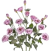 34.5" Purple Artificial Flowers Silk Fake Flower 3Pcs Eustoma Lisianthus Flowers with Long Stem Faux Flowers Arrangement Branch with 4 Heads for DIY Wedding Party Centerpiece Bouquet Table Home Decor