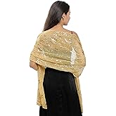 changyexi Sequin Lace Shawl Wrap, Evening Formal Sheer Shawls for Women Dressy Cover Up, Wraps and Shawls