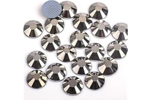KZKCY Hotfix Rhinestones Flatback Glass Rhinestone 1440PCS SS16 3.7-3.9MM Round Gems for Nails Art Glitter Crystals Stone DIY Bags Clothes Shoes (Mineral Gray)