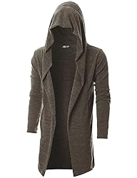 GIVON Men's Long Hooded Shawl Cardigan Open Front
