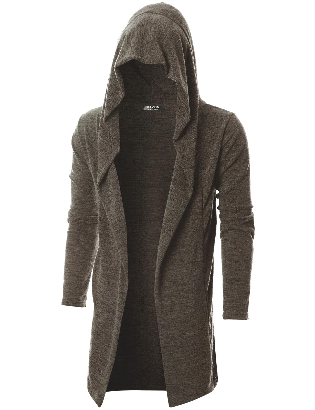 GIVON Men's Long Hooded Shawl Cardigan Open Front