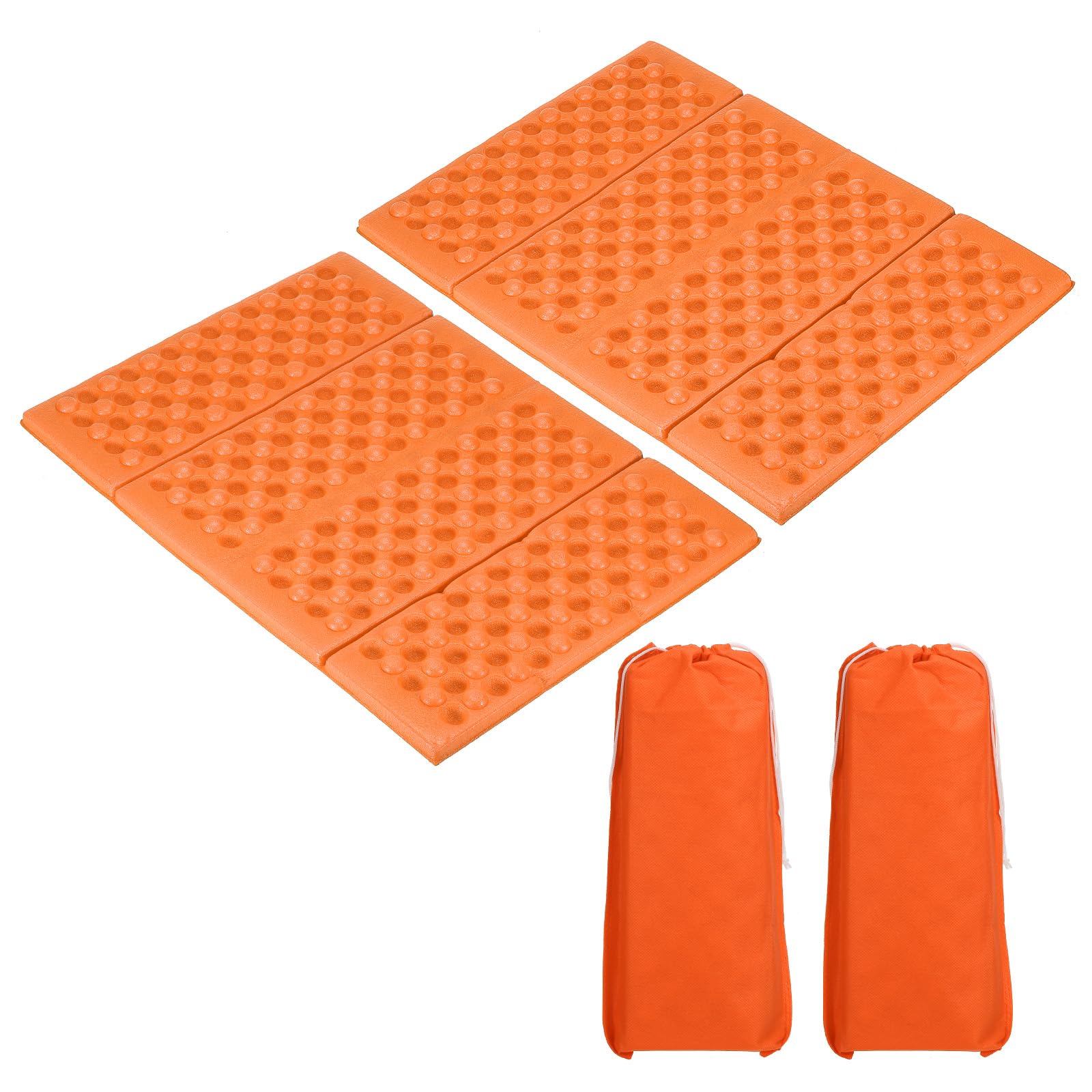 PATIKIL 15"x10.6"x0.4" Foldable Hiking Seat Pad, 2 Pack XPE Cushion Sitting Pads Foam Mat Waterproof for Outdoor Camping Picnic Stadium, Orange