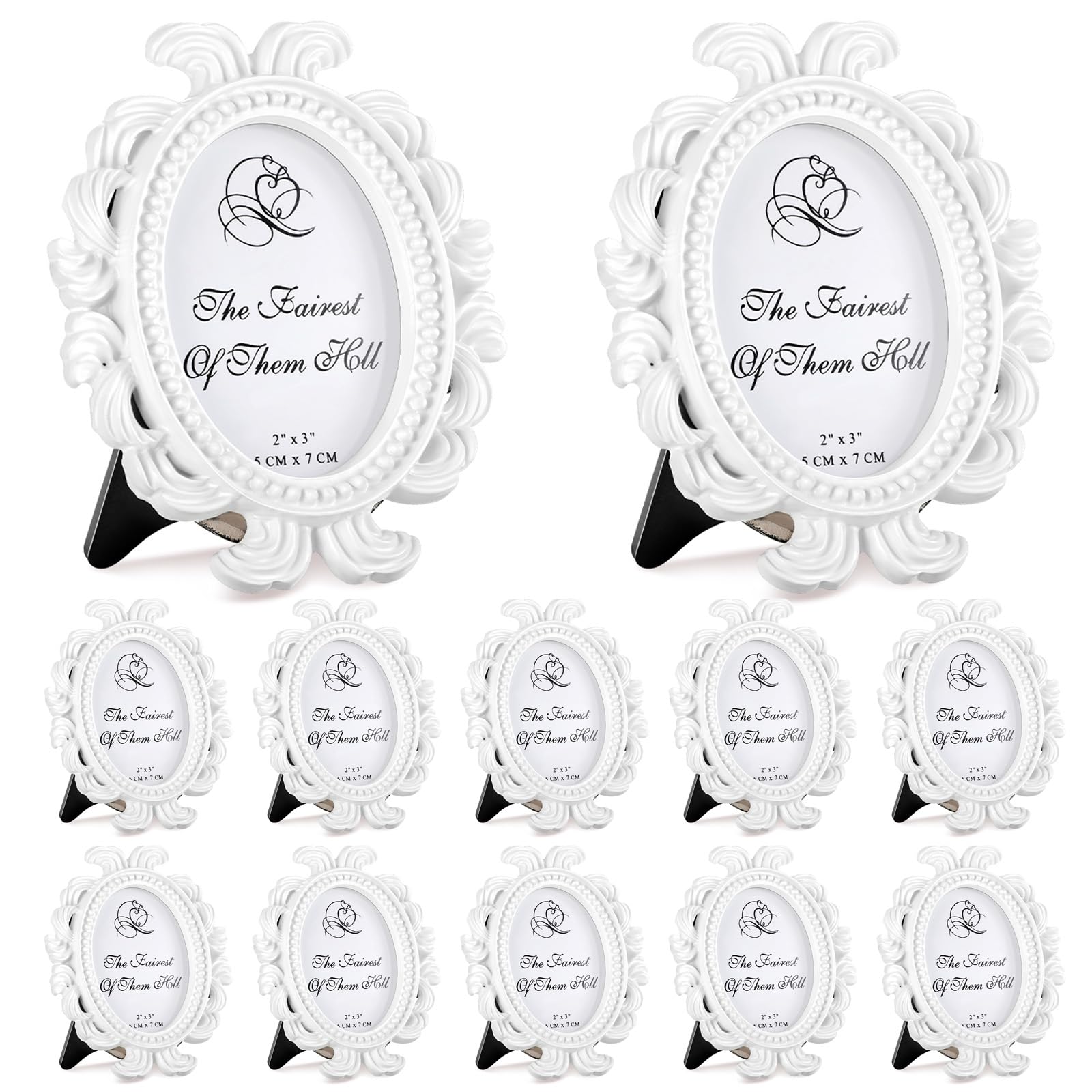 Photo 1 of Vicenpal 12 Pieces Mini Gold Picture Frames 3.2 x 4 Inch Vintage Small Antique Resin Baroque Picture Frames Bulk Oval Hanging Display for DIY Jewelry Gifts Christmas Wedding Decor (White)