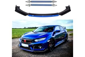 JMTBNO Front Bumper Lip Chin Spoiler Splitter Diffuser Protector Body Kit with Adjustable 10"-13" Support Splitter Rod Compatible with Honda Accord Civic Volkswagen MK5 MK6 MK7…