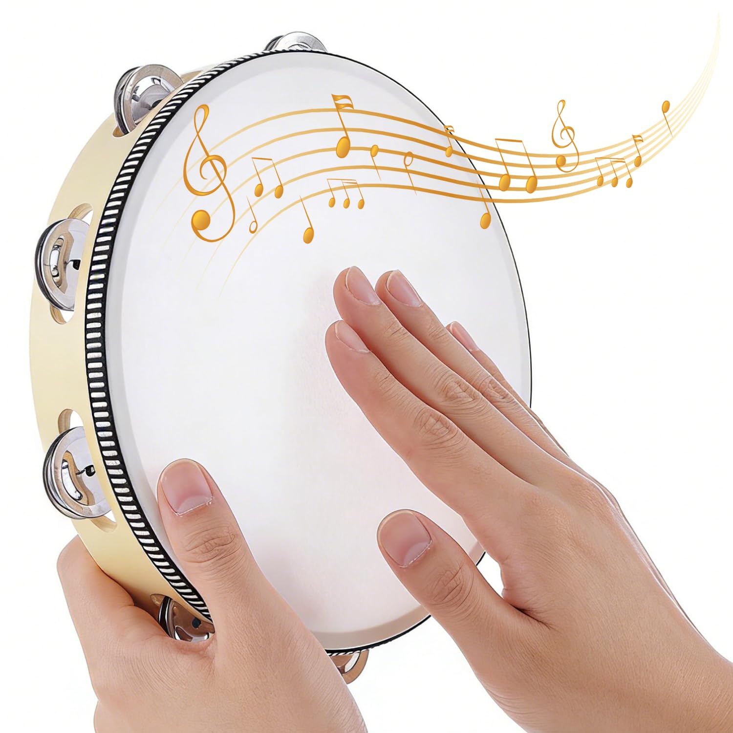 Norhogo Hand Held Tambourine Drum, tambourine, tambourines for adults professional, mini tambourine, tambourine bells, Musical Instruments for Church KTV Party Educational, tambourine 8 inch
