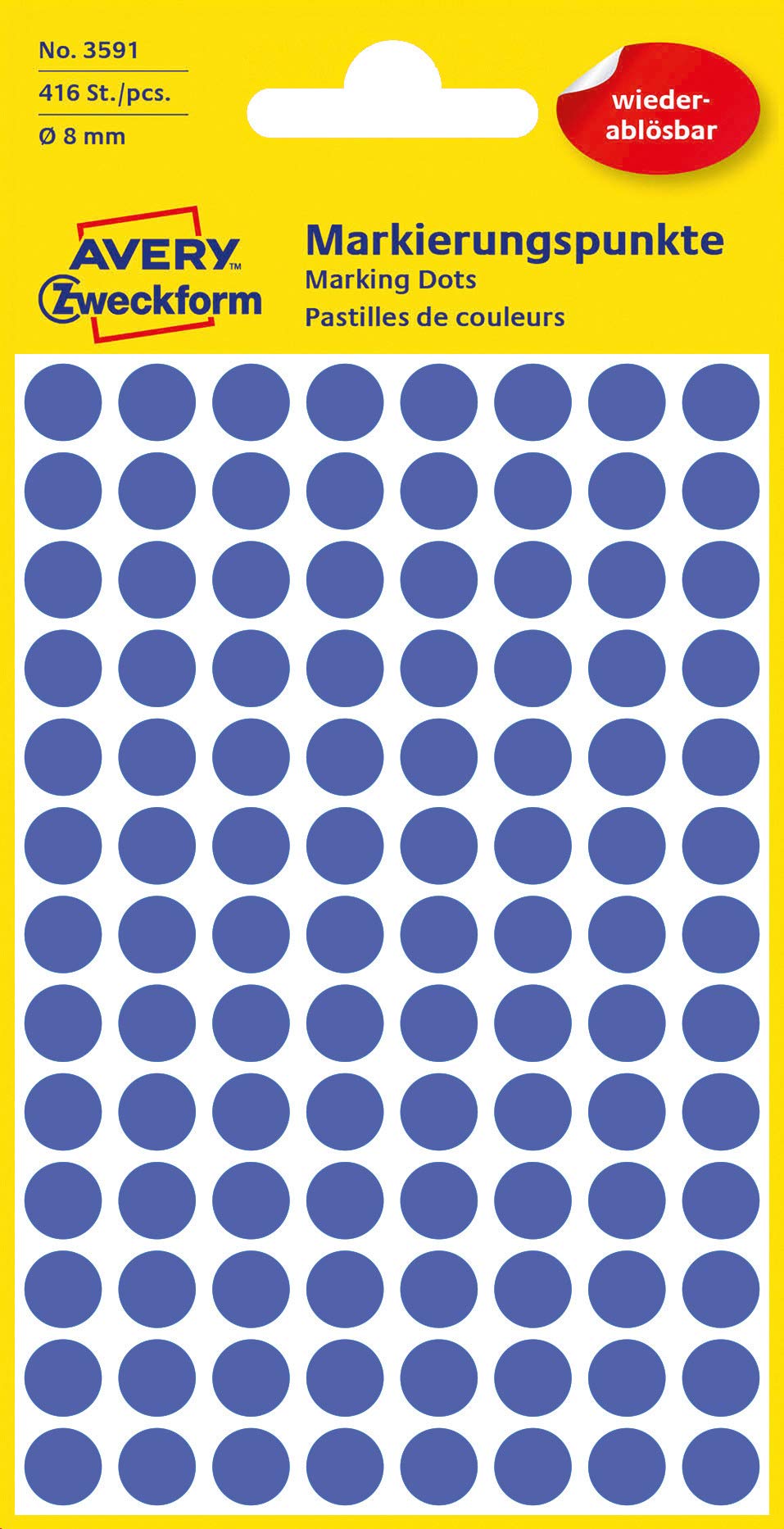 Avery Zweckform Etikett 8 mm Marking Dots Blue – Removable Wall Stickers – 416ST